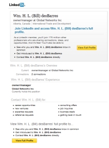 Bill DesBarres - LinkedIn profile