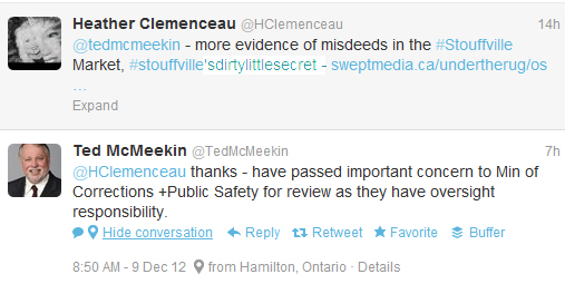 MP McMeekin responds to my tweet about the market